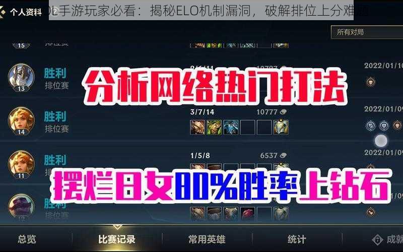 LOL手游玩家必看：揭秘ELO机制漏洞，破解排位上分难题